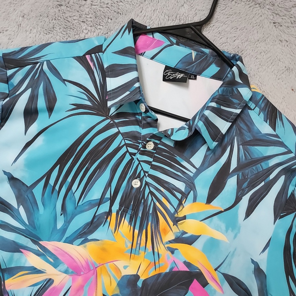 Sunday Swagger Polo Shirt Men XL Paradise Found Floral Tropical Performance Golf